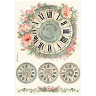 Rice Paper A4 - House of Roses - Clock - 1 - Stamperia - Tidformera