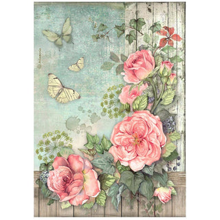 Rice Paper A4 - House of Roses - Flowers Corner - 1 - Stamperia - Tidformera