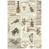 Rice Paper A4 - Music - Instruments - Stamperia - Tidformera