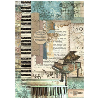 Rice Paper A4 - Music - Piano - 1 - Stamperia - Tidformera