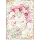 Rice Paper A4 Orchids and Cats pink orchid - 1 - Stamperia - Tidformera