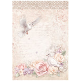Rice Paper A4 Romance Forever - Doves - 1 - Stamperia - Tidformera