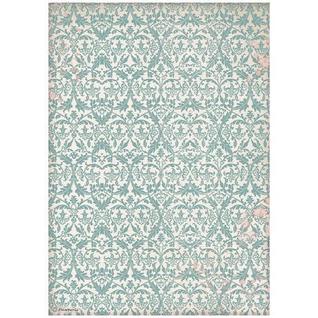 Rice Paper A4 - Venice City of Art - Turquoise tapestry - 1 - Stamperia - Tidformera