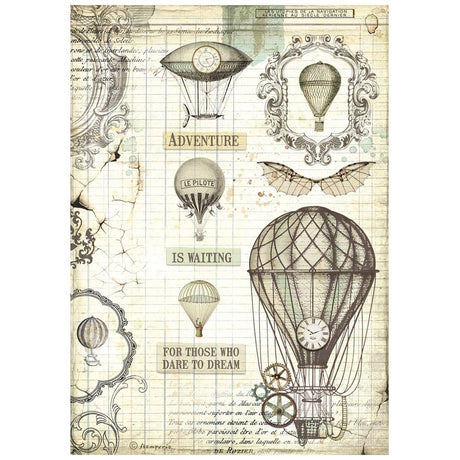 Rice Paper A4 - Voyages Fantastiques - Balloon - 1 - Stamperia - Tidformera