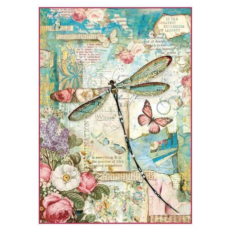 Rice Paper A4 - Wonderland Dragonfly - Stamperia - Tidformera