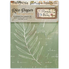 Rice Paper A6 - 8-pack - Backgrounds - Flowers and Poems - 1 - Stamperia - Tidformera