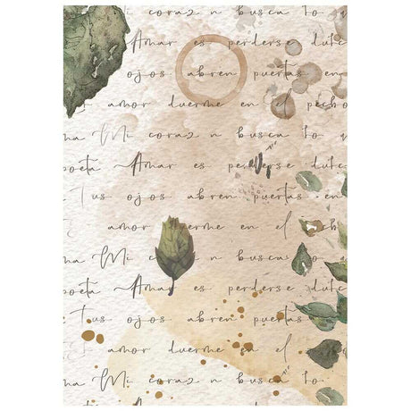 Rice Paper A6 - 8-pack - Backgrounds - Flowers and Poems - 8 - Stamperia - Tidformera