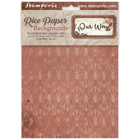 Rice Paper A6 - 8-pack - Backgrounds - Our Way - 1 - Stamperia - Tidformera