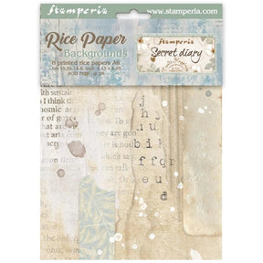 Rice Paper A6 - Backgrounds - 8 - pack - Secret Diary - 1 - Stamperia - Tidformera