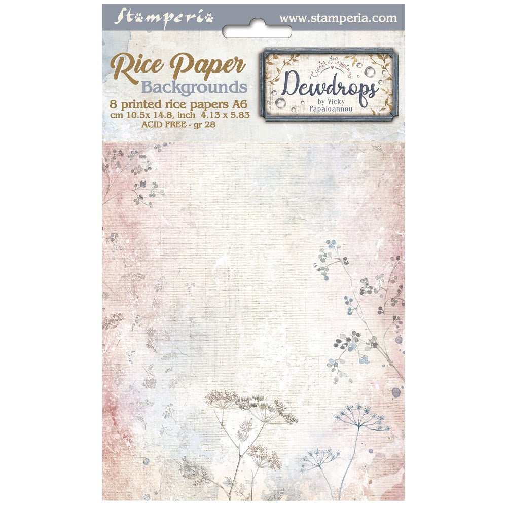 Rice Paper A6 - Dewdrop - 8 - pack - 1 - Stamperia - Tidformera