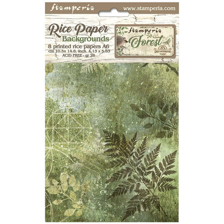 Rice Paper A6 - Forest - 8 - pack - 1 - Stamperia - Tidformera