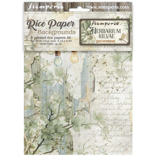 Rice Paper A6 - Herbarium Silvae - Backgrounds - 8 - pack - 1 - Stamperia - Tidformera