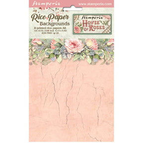 Rice Paper A6 - House of Roses - 8 - pack - 1 - Stamperia - Tidformera