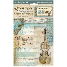 Rice Paper A6 - Music - 8 - pack - 1 - Stamperia - Tidformera