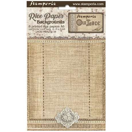 Rice Paper A6 - Old Lace - 8 - pack - Stamperia - Tidformera