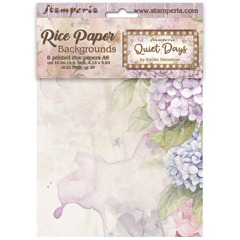 Rice Paper A6 - Quiet Days - Backgrounds - 8 - pack - 1 - Stamperia - Tidformera