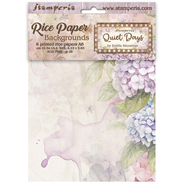 Rice Paper A6 - Quiet Days - Backgrounds - 8 - pack - 1 - Stamperia - Tidformera