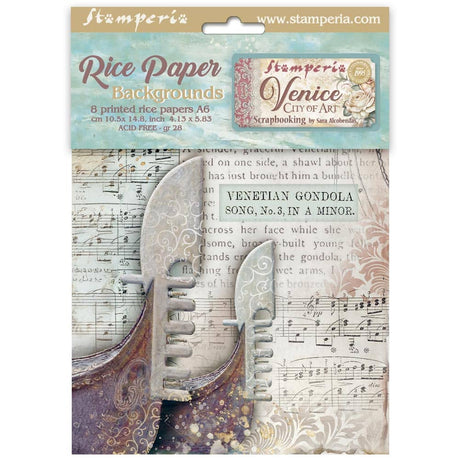 Rice Paper A6 - Venice City of Art - 8 - pack - 1 - Stamperia - Tidformera