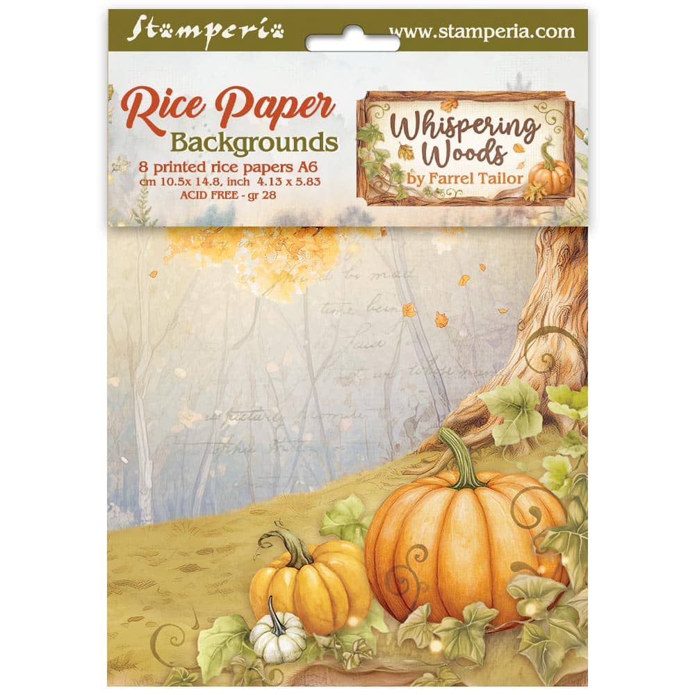 Rice Paper A6 - Whispering Woods - 8-pack - Stamperia – Tidformera