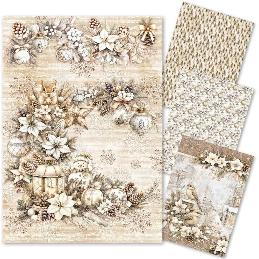 Rice Paper Art set - A4 - 4 - pack - Winter Season - 1 - Ciao Bella - Tidformera