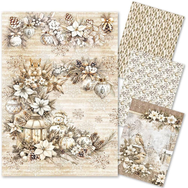 Rice Paper Art set - A4 - 4 - pack - Winter Season - 1 - Ciao Bella - Tidformera