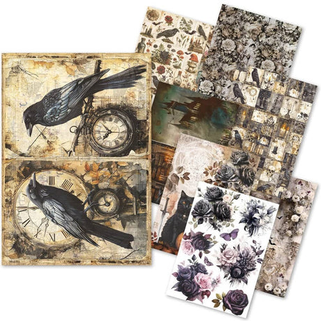 Rice Paper Art set - A5 - 8 - pack - Dark Academia - 1 - Ciao Bella - Tidformera