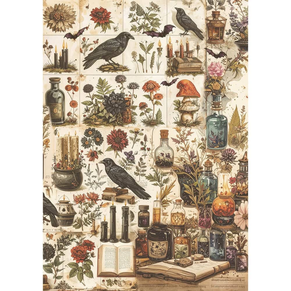 Rice Paper Art set - A5 - 8 - pack - Dark Academia - 6 - Ciao Bella - Tidformera
