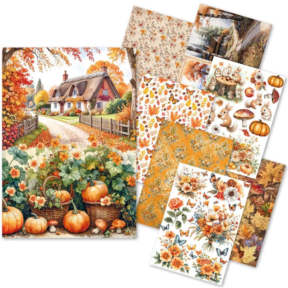 Rice Paper Art set - A5 - 8 - pack - Hello fall - 1 - Ciao Bella - Tidformera