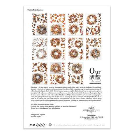 Rice paper set - A4 - Autumn Wreath - 2 - ITD Collection - Tidformera