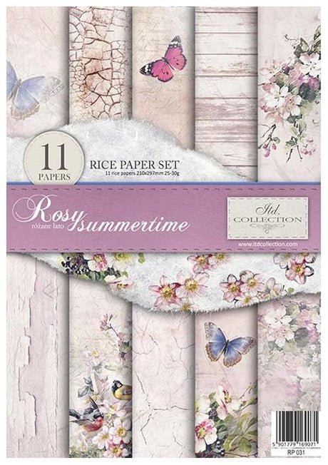 Rice paper set - A4 - Rosy Summertime - 1 - ITD Collection - Tidformera