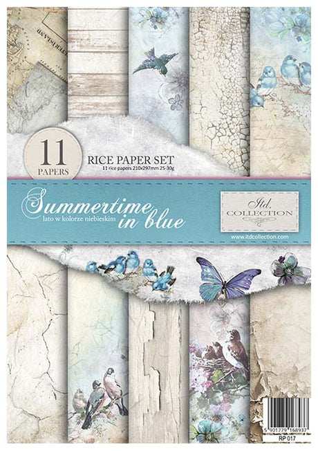 Rice paper set - A4 - Summertime in blue - 1 - ITD Collection - Tidformera