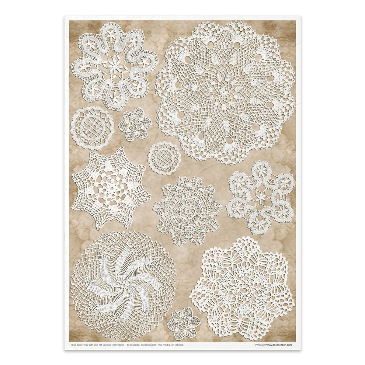 Rice paper set - A4 - Wood & Lace - 12 - ITD Collection - Tidformera