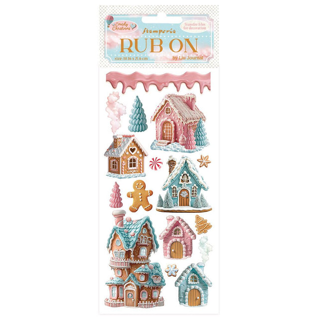Rub - on - Candy Christmas - Marzipan houses - 1 - Stamperia - Tidformera