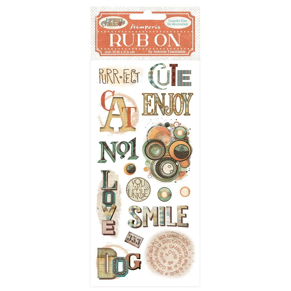 Rub - on - Furry Friends - Writings - 1 - Stamperia - Tidformera