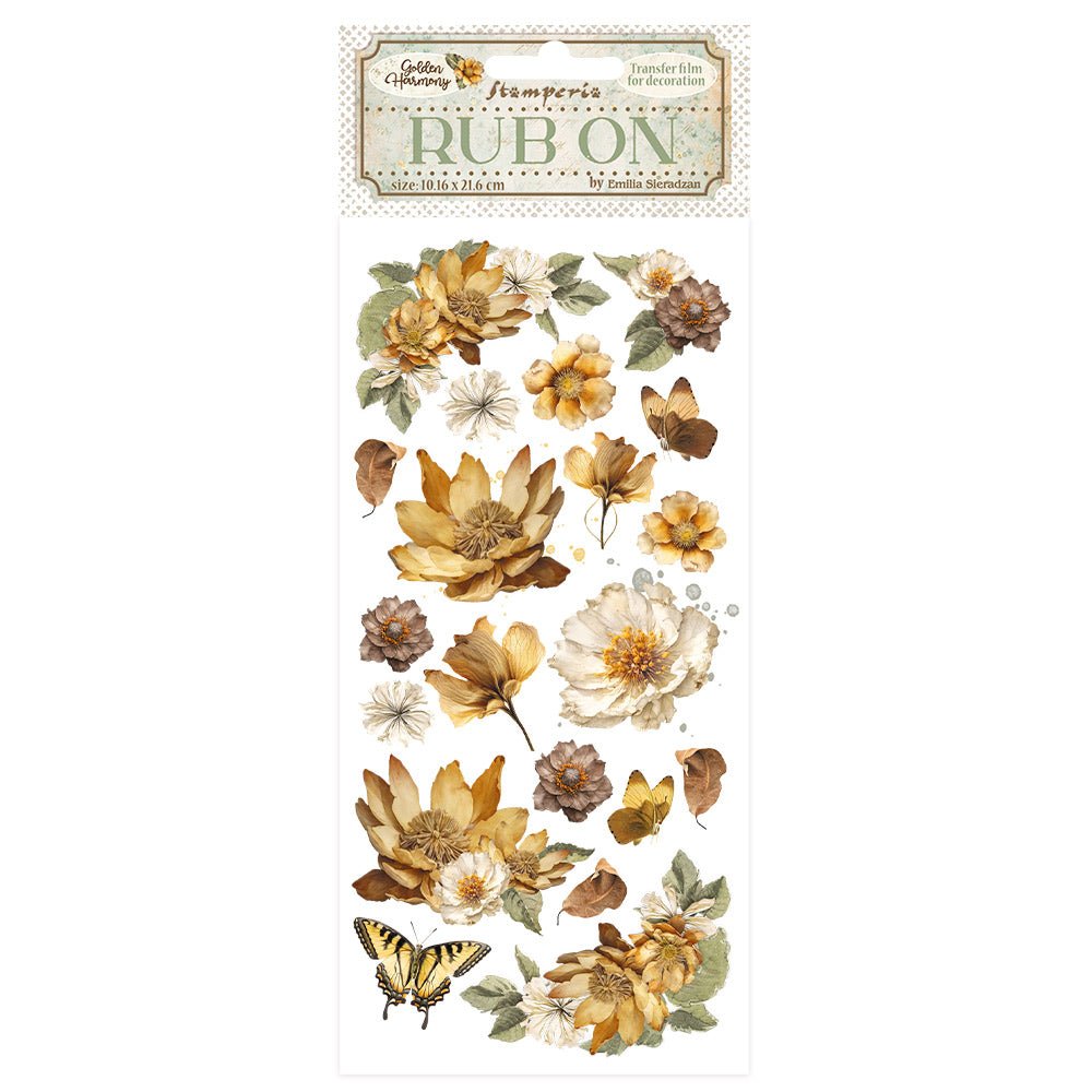 Rub - on Golden Harmony - Flowers - Stamperia - Tidformera