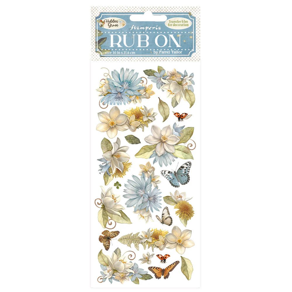 Rub - on - Hidden Grove - Flowers and butterfly - 1 - Stamperia - Tidformera