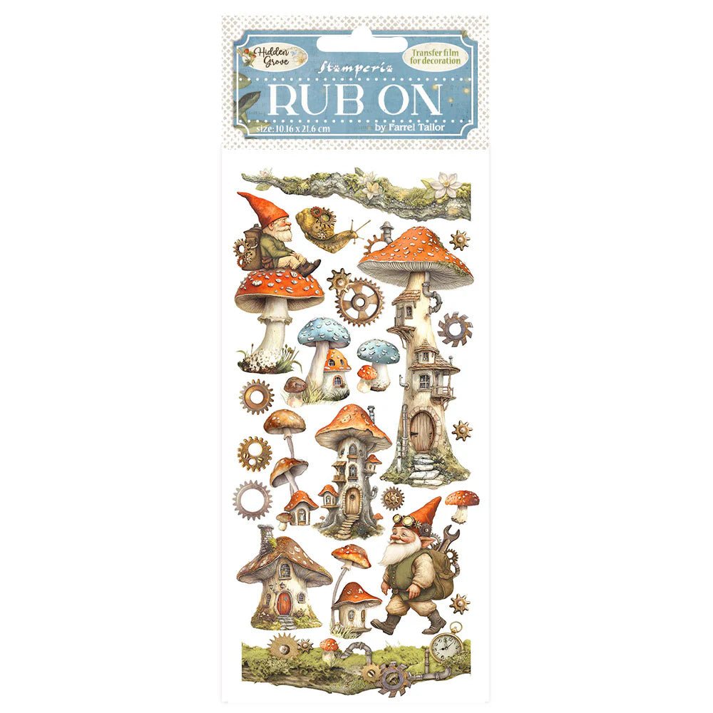 Rub - on - Hidden Grove - Mushroom house - 1 - Stamperia - Tidformera