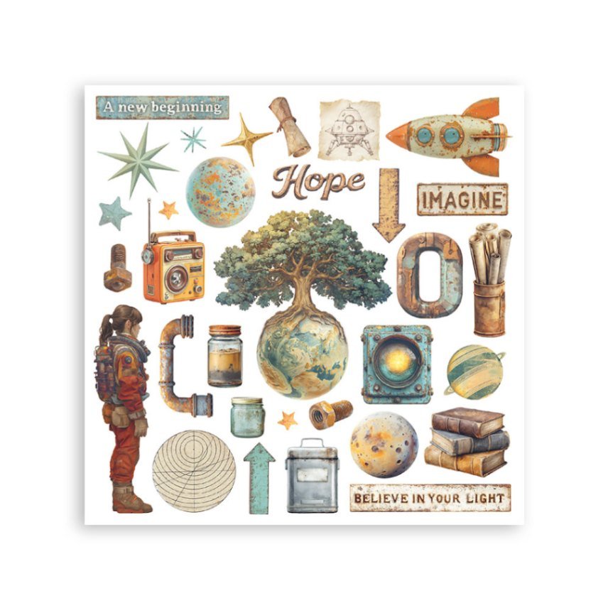 Rub - On Kit 15,5 x 15,5 cm - A New Beginning - 4 - Stamperia - Tidformera