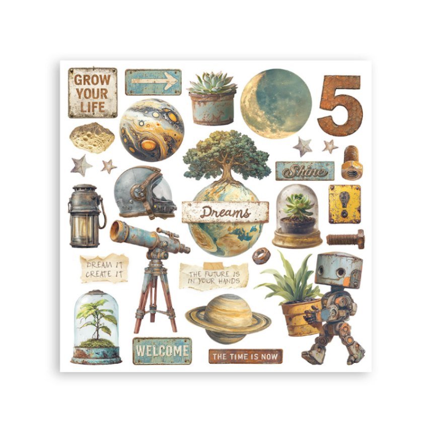 Rub - On Kit 15,5 x 15,5 cm - A New Beginning - 7 - Stamperia - Tidformera