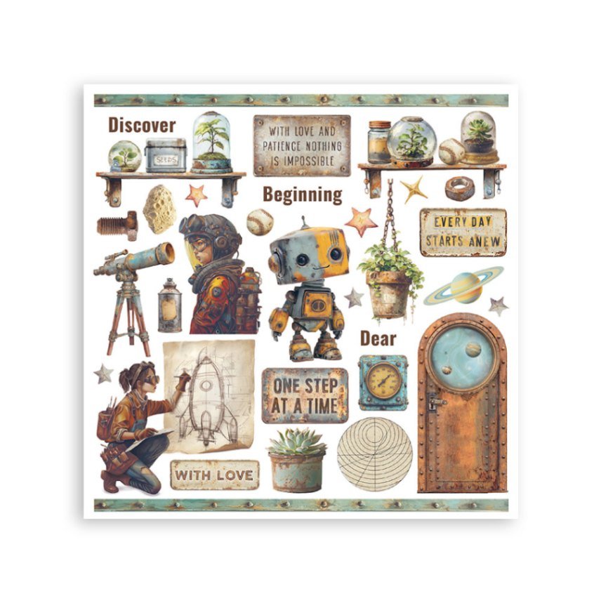 Rub - On Kit 15,5 x 15,5 cm - A New Beginning - 3 - Stamperia - Tidformera