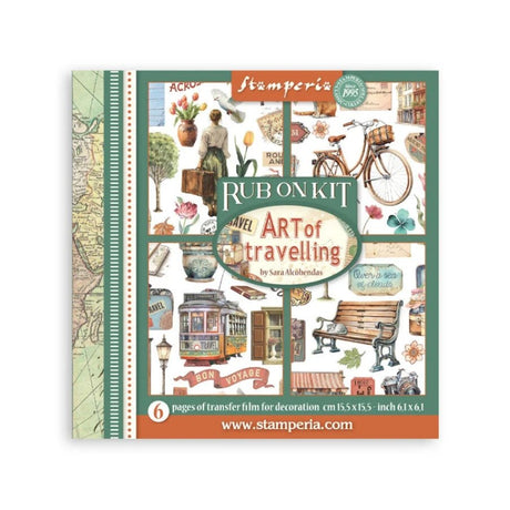 Rub - On Kit 15,5 x 15,5 cm - Art of Travelling - 1 - Stamperia - Tidformera