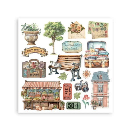 Rub - On Kit 15,5 x 15,5 cm - Art of Travelling - 5 - Stamperia - Tidformera