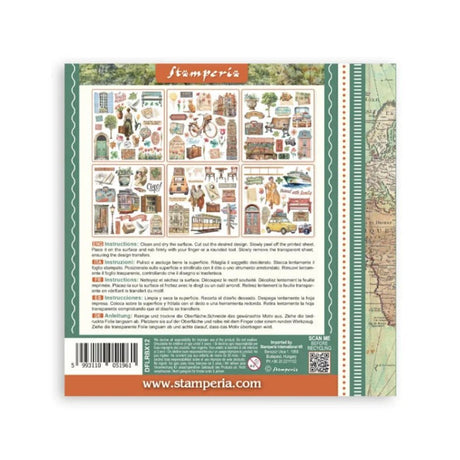 Rub - On Kit 15,5 x 15,5 cm - Art of Travelling - 8 - Stamperia - Tidformera