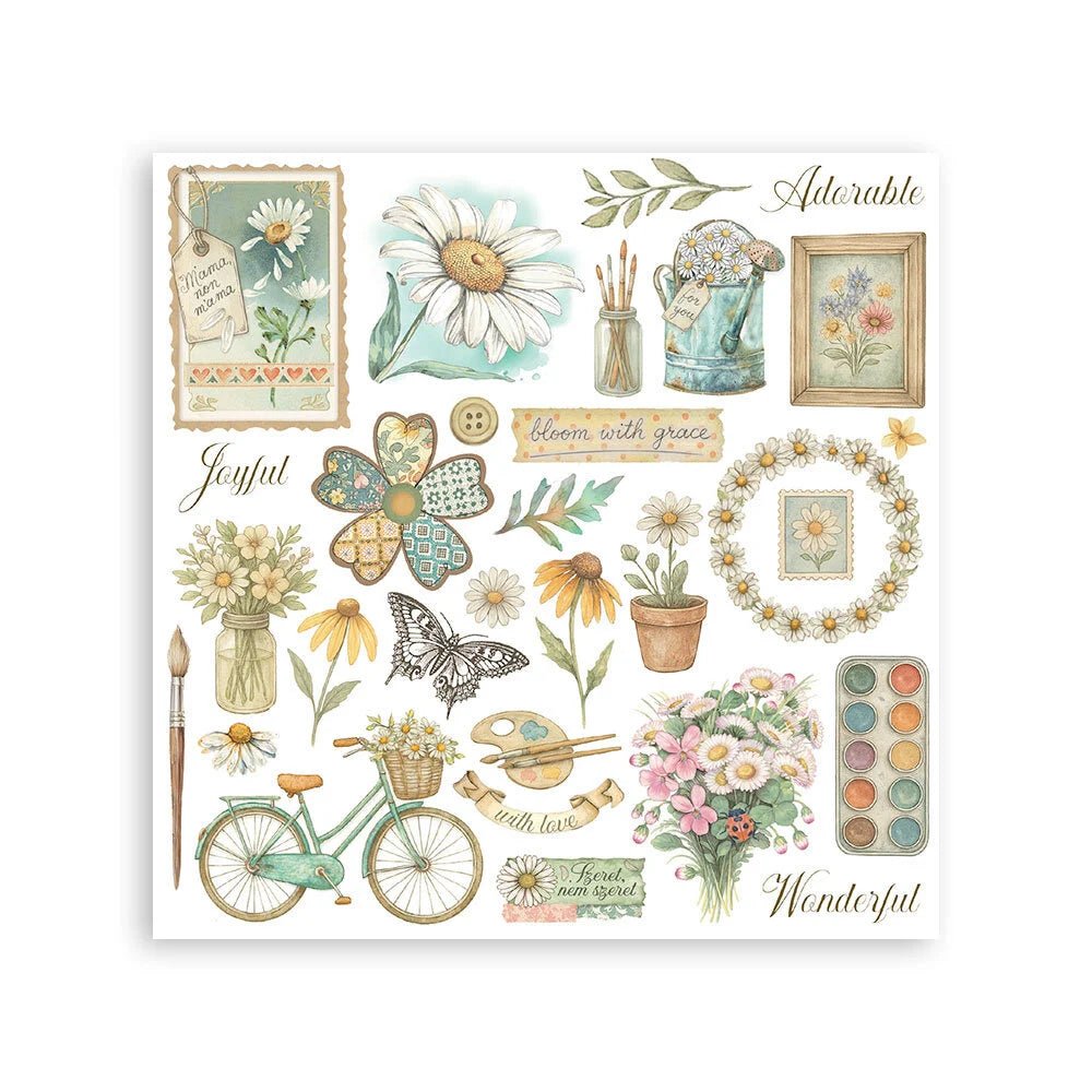 Rub - On Kit 15,5 x 15,5 cm - Daisy Art - 6 - Stamperia - Tidformera