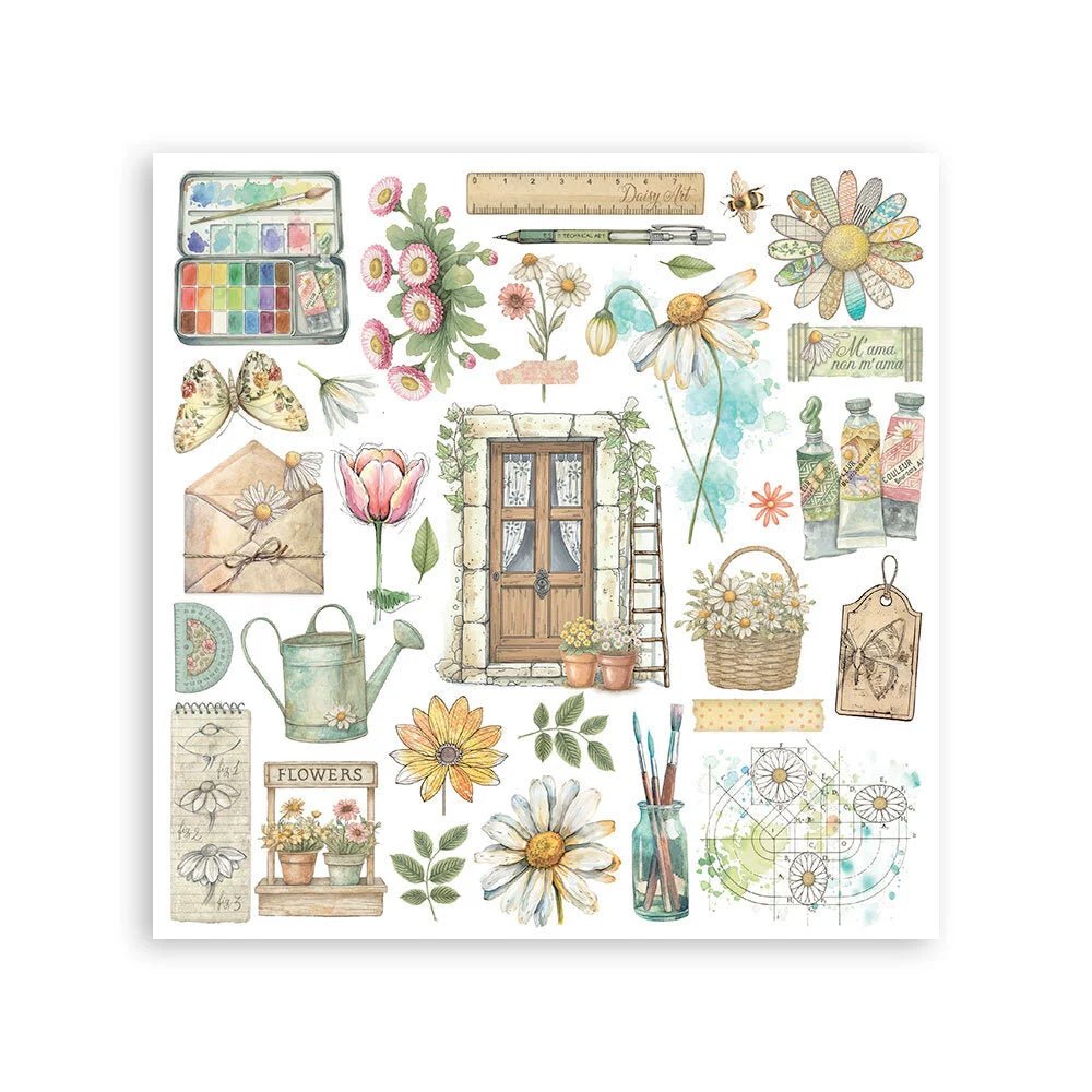 Rub - On Kit 15,5 x 15,5 cm - Daisy Art - 3 - Stamperia - Tidformera