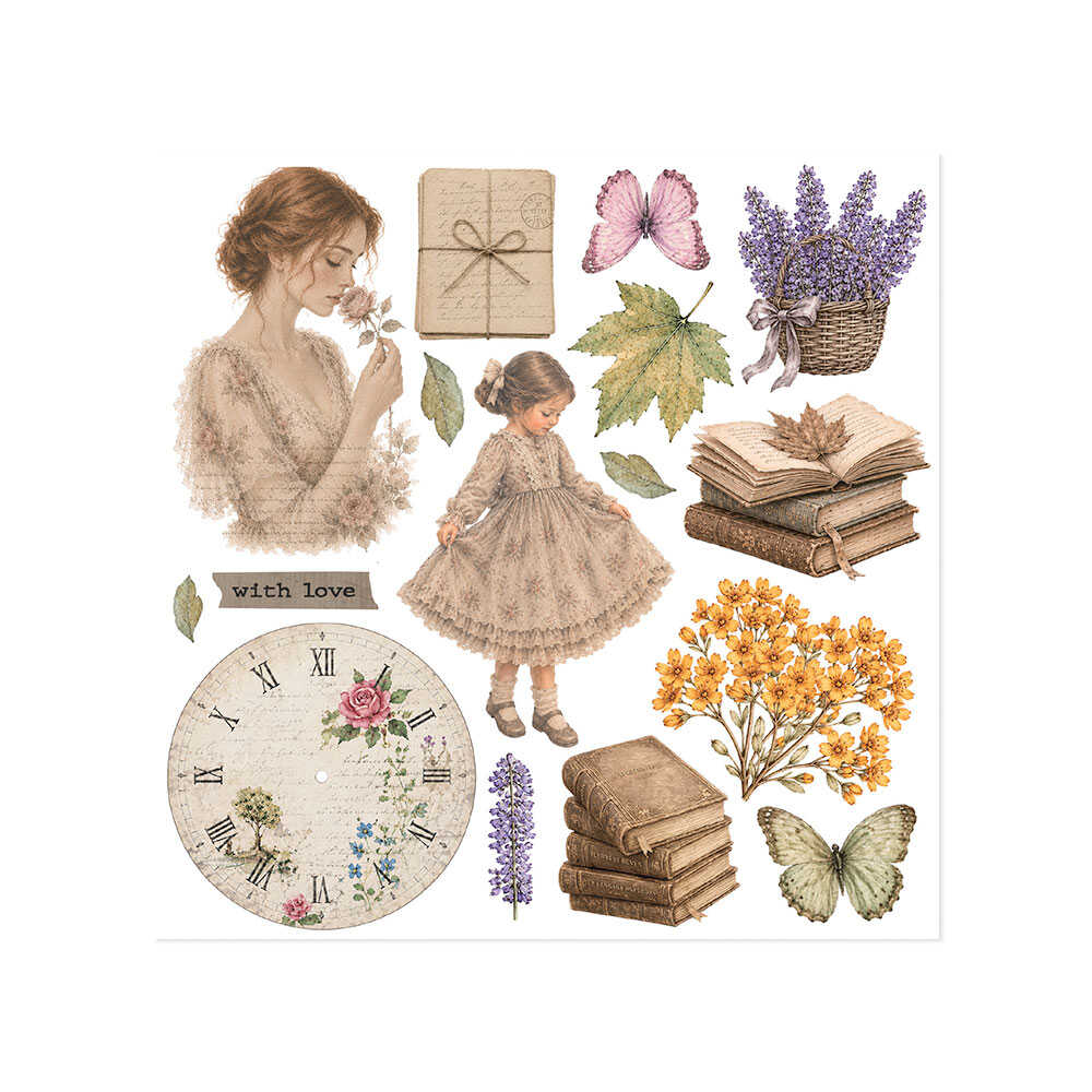 Rub-On Kit 15,5 x 15,5 cm - Flowers and Poems - 5 - Stamperia - Tidformera