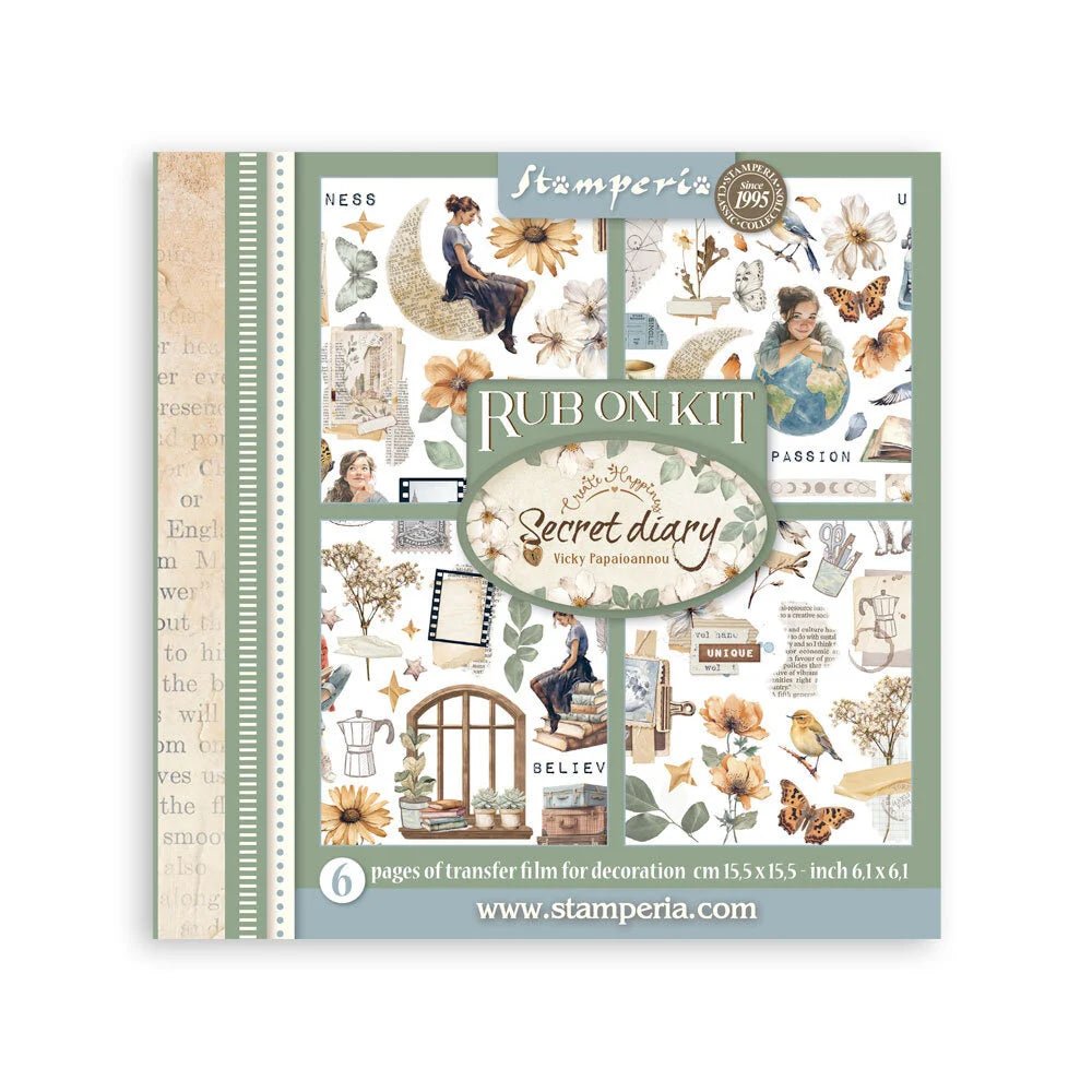 Rub - On Kit 15,5 x 15,5 cm - Secret Diary - 1 - Stamperia - Tidformera