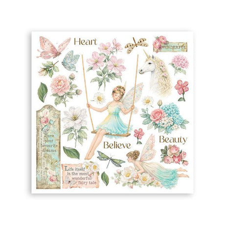 Rub - On Kit 15,5 x 15,5 cm - Wonderland - 5 - Stamperia - Tidformera