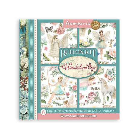 Rub - On Kit 15,5 x 15,5 cm - Wonderland - 1 - Stamperia - Tidformera