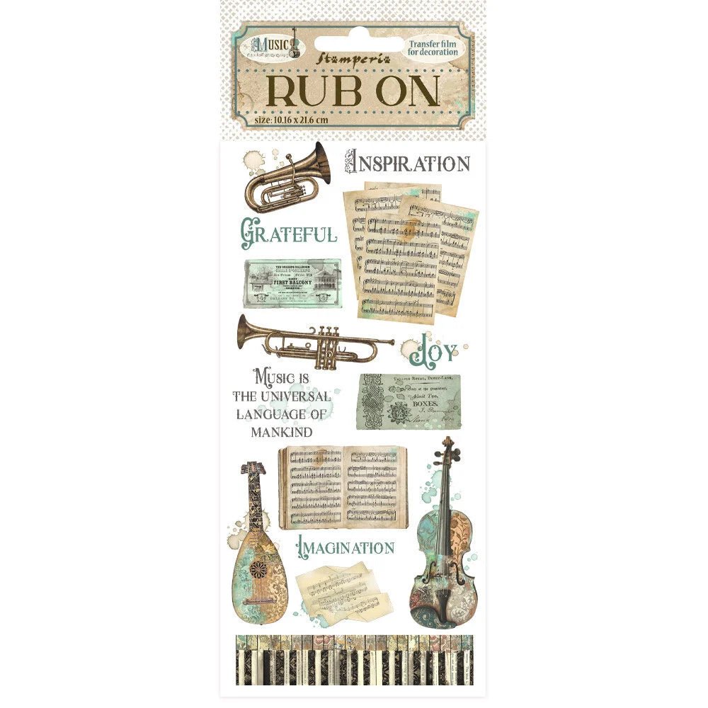 Rub-on - Music - Instruments - Stamperia - Snabb leverans!